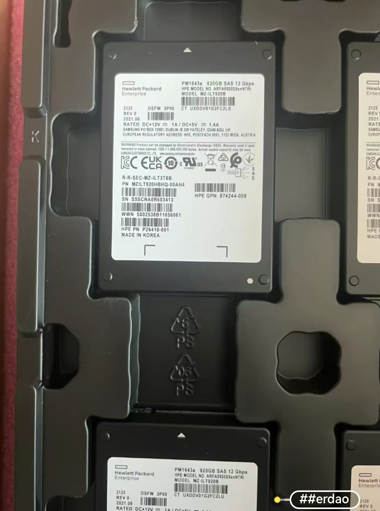 Enterprise grade solid state drive PM1643a 920GB U.2 NVMe PCIe high-speed read and write compatible with Lenovo SR650 SR630