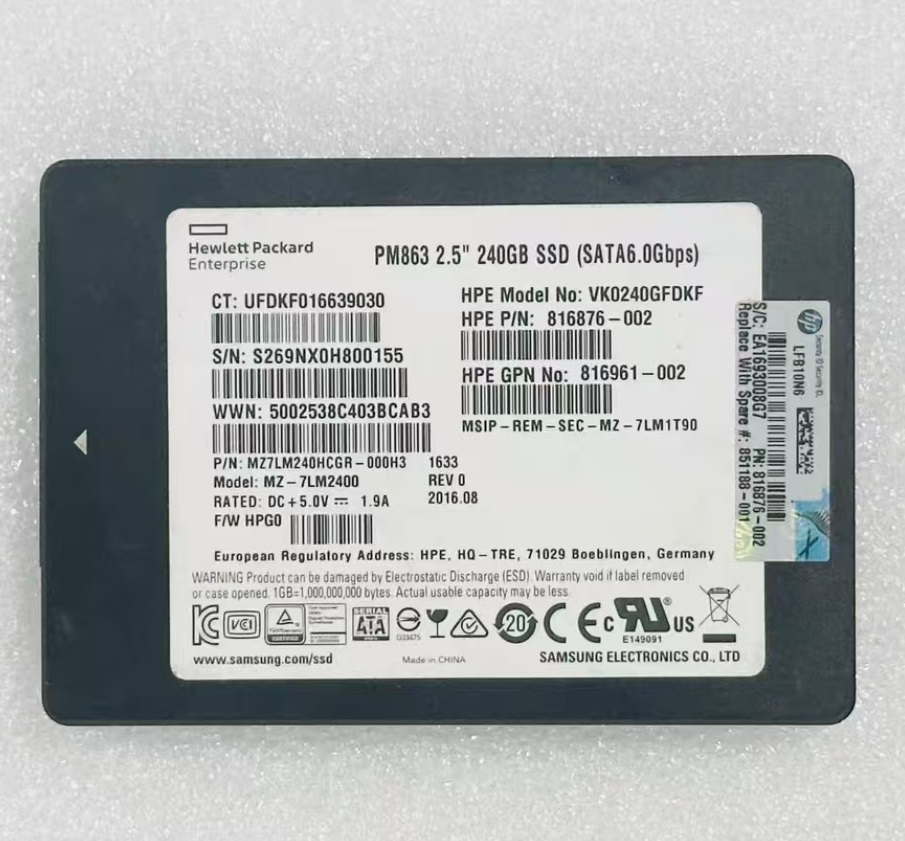 Enterprise grade solid state drive PM863 240GB SATA 6Gbps 2.5-inch read intensive suitable for HPE DL380 Gen10