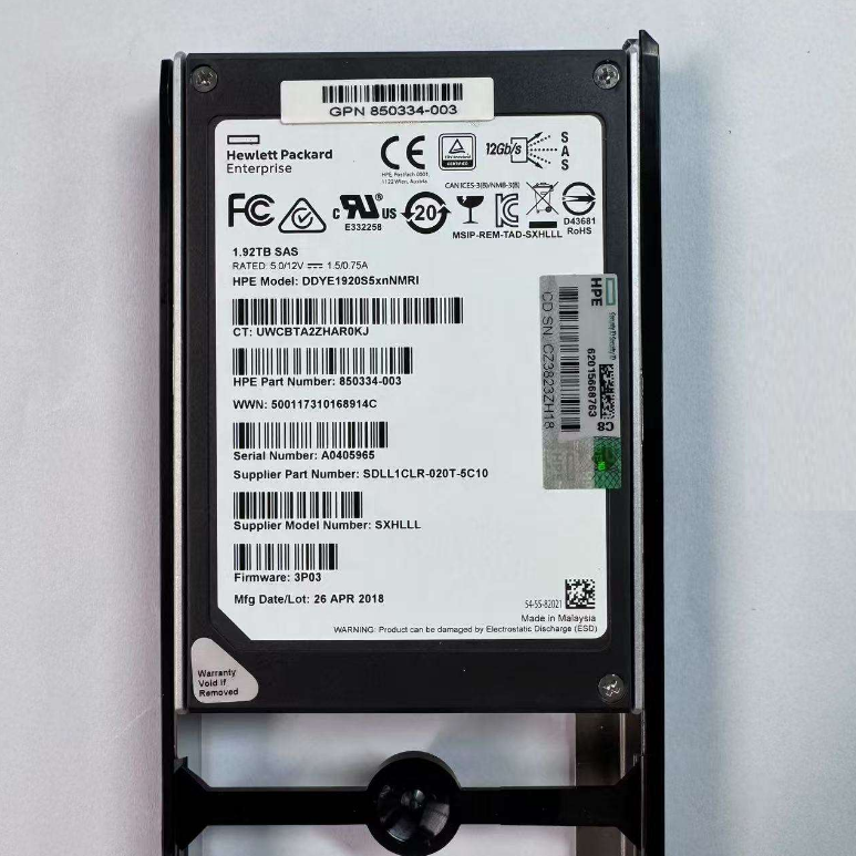 850334-003 1.92TB SSD 2.5" 12G SAS DDYE1920S5xnNMRI Firmware 3P03 512 Sector SDLL1CLR-020T-5C10 Enerprise 3PAR 8000 Ssd