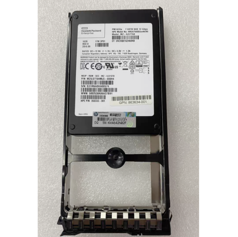 For HP P9L79B 863459-001 3PAR 7.68T SAS 12G 2.5 SSD 863460-001 850333-001 PM1633a 12G SAS 3PAR SSD
