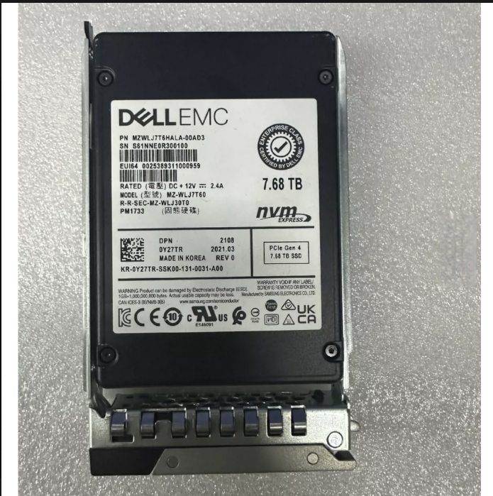 7.68TB SSD Enterprise NVMe Hard Drive with Original Shelf Plug and Play