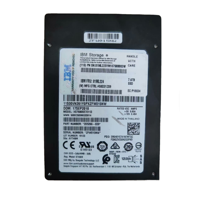 System Specific 7.68TB SAS Hard Drive Dual Models Available: 01ML224/01ML225 with Original Rack Included
