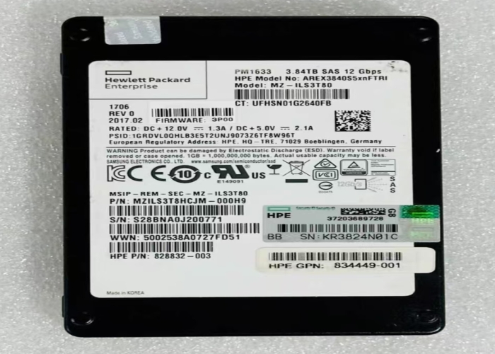 Enterprise grade solid-state drive PM1633 3.84TB U.2 NVMe PCIe high-speed read and write compatible with HPE DL380 Gen10