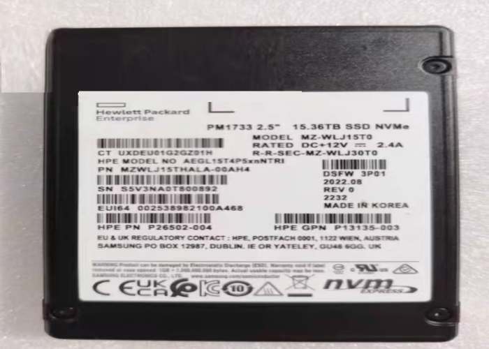 PM1733 15.36TB SSD NVMe AEGL15T4P5xnNTRI MZ-WLJ1T0 P26502-004